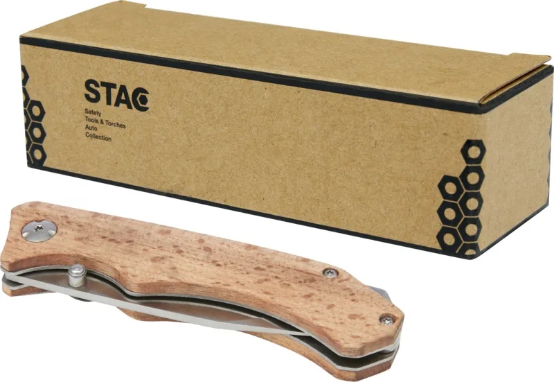 Dave Klappmesser aus Holz mit Gürtelclip Buche
