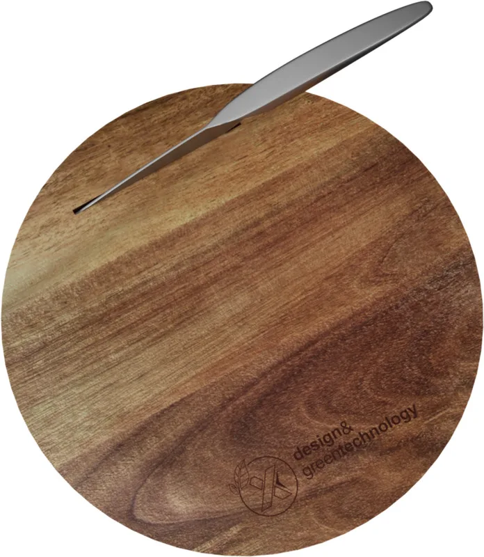 SCX.design K03 rundes Schneidebrett mit Messer Akazie