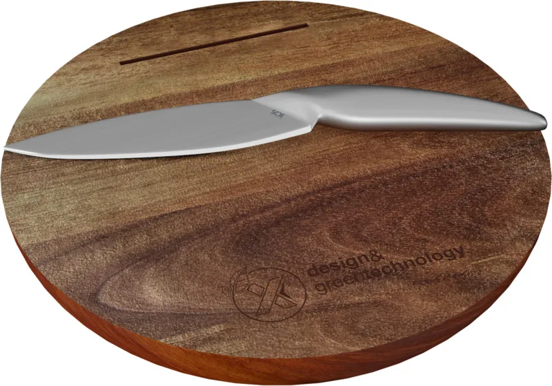 SCX.design K03 rundes Schneidebrett mit Messer Akazie