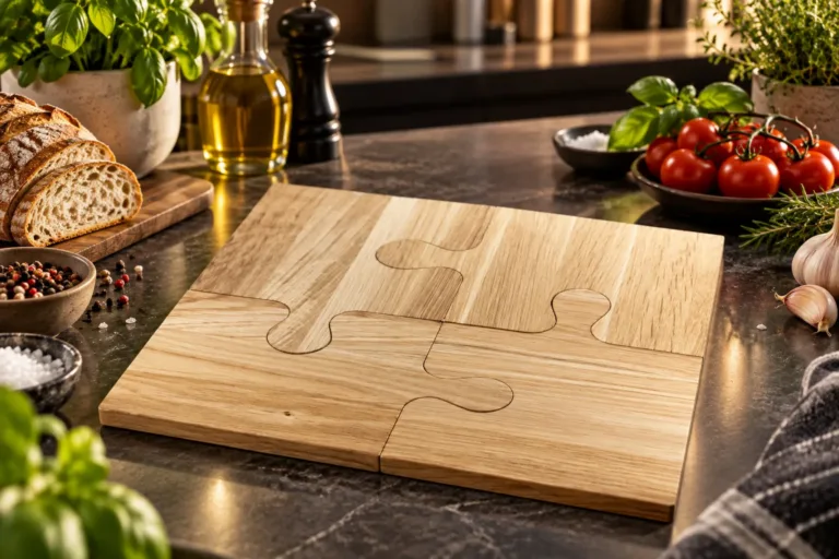 Eichenholz Schneidebrett mit Gravur – SCX.design Puzzle K05