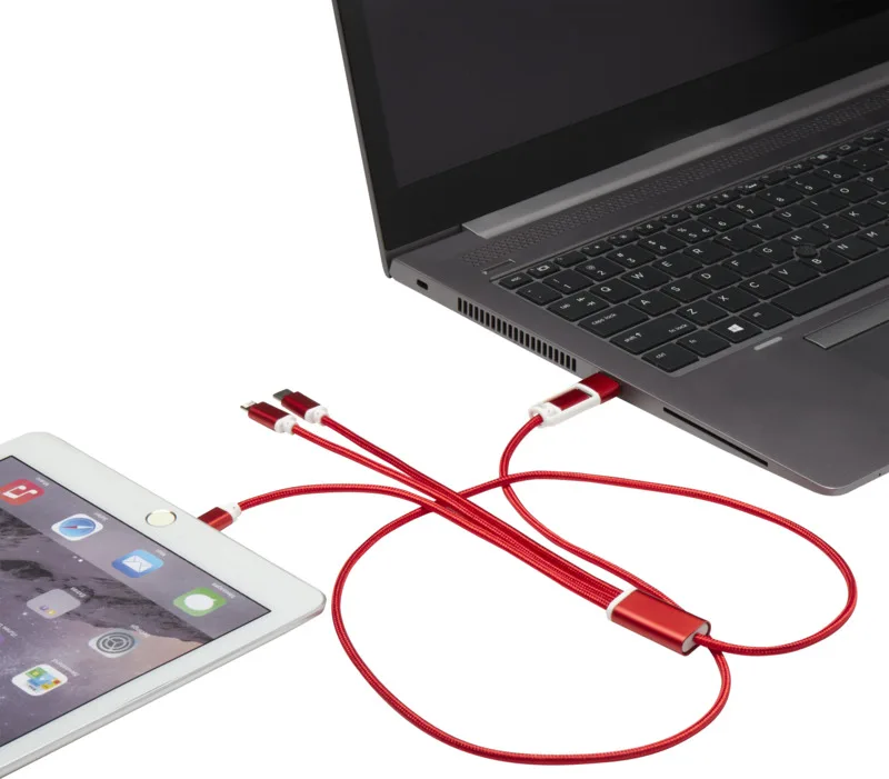 Versatile 5-in-1 Ladekabel mit Logo Rot