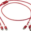 Versatile 5-in-1 Ladekabel mit Logo Rot – Ansicht 5