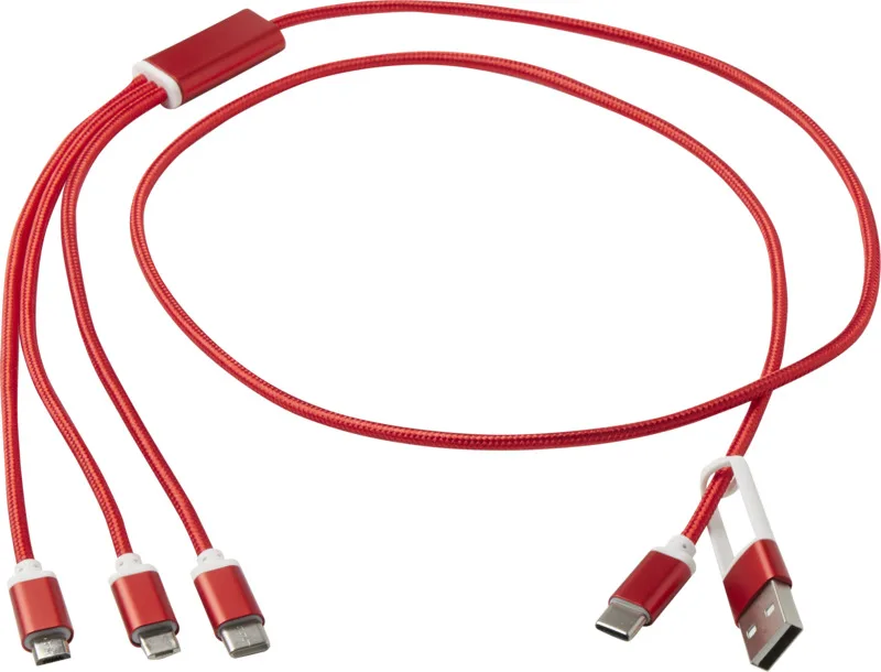 Versatile 5-in-1 Ladekabel mit Logo Rot