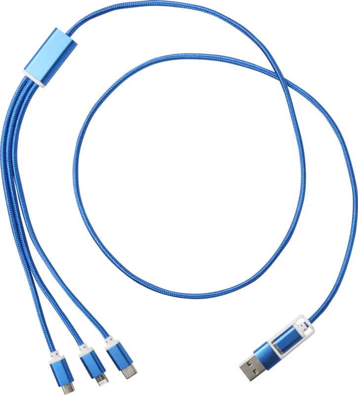 Versatile 5-in-1 Ladekabel mit Logo Royalblau