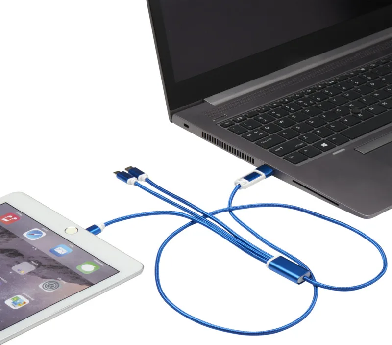 Versatile 5-in-1 Ladekabel mit Logo Royalblau