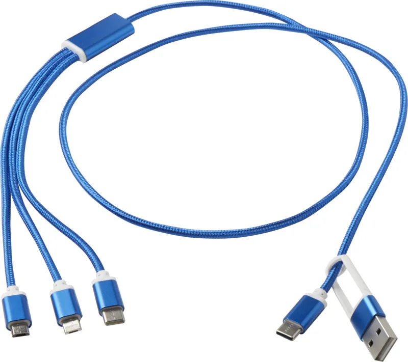 Versatile 5-in-1 Ladekabel mit Logo Royalblau