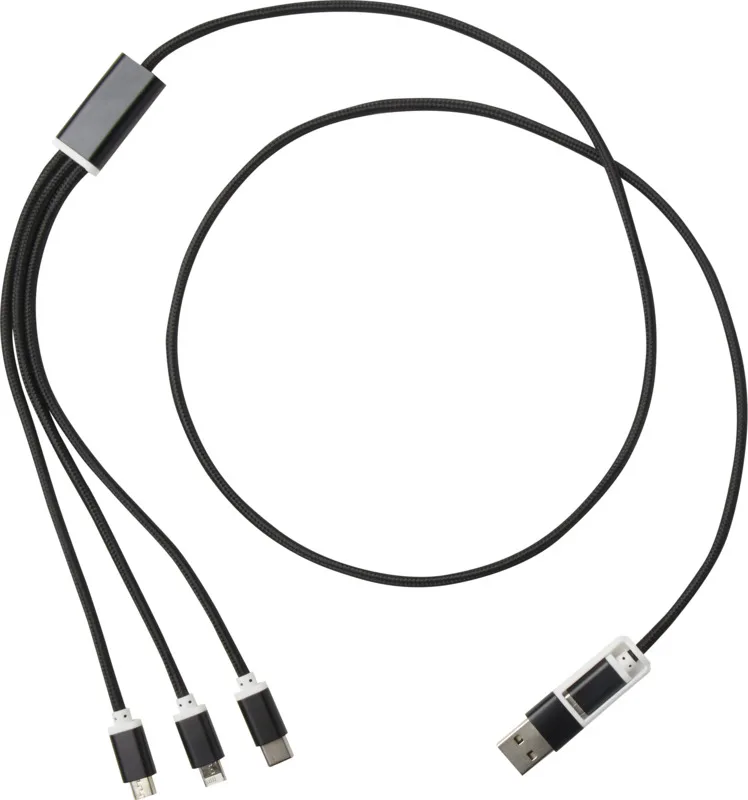 Versatile 5-in-1 Ladekabel mit Logo Schwarz