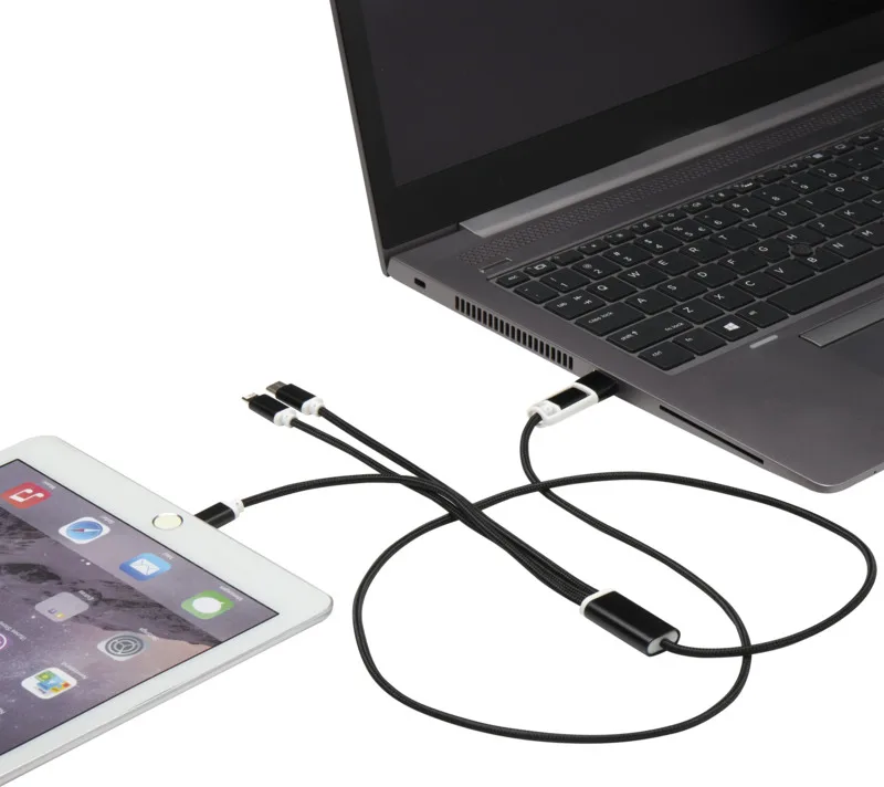 Versatile 5-in-1 Ladekabel mit Logo Schwarz