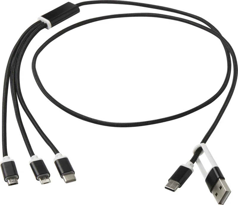 Versatile 5-in-1 Ladekabel mit Logo Schwarz