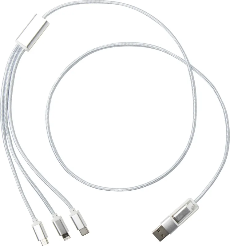 Versatile 5-in-1 Ladekabel mit Logo Silber