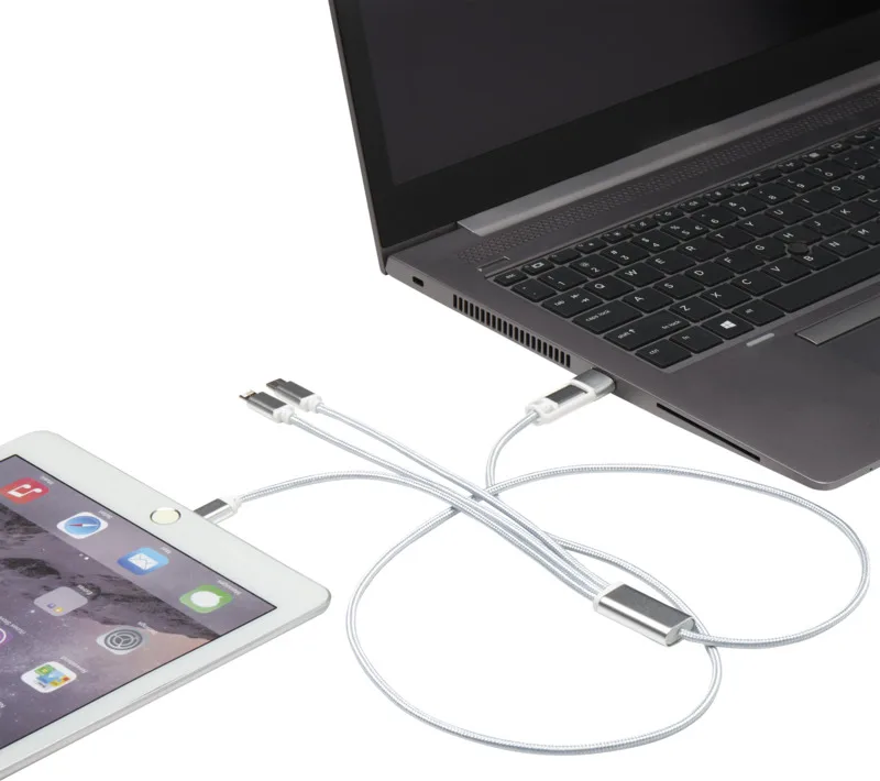 Versatile 5-in-1 Ladekabel mit Logo Silber