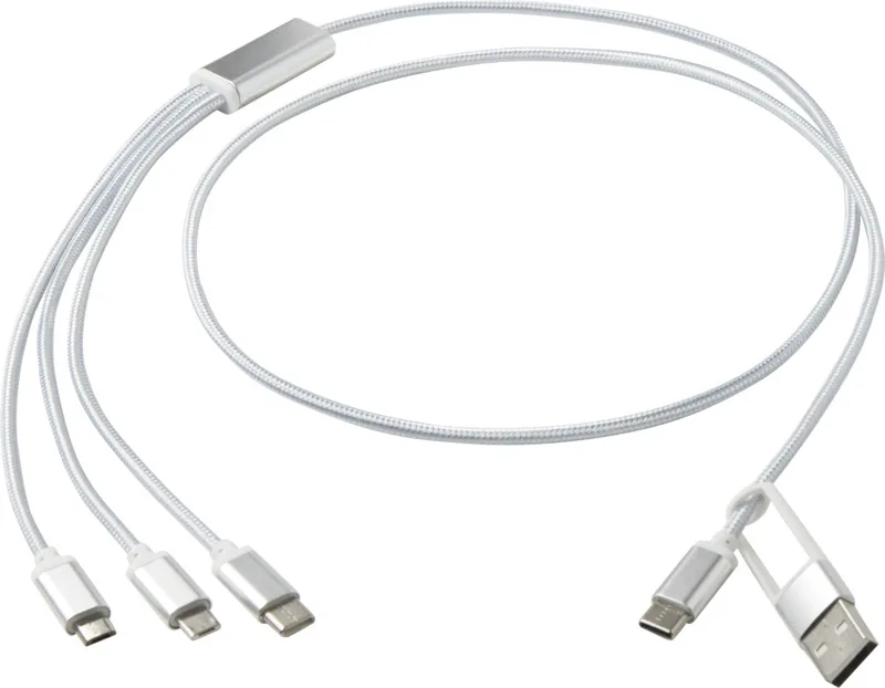 Versatile 5-in-1 Ladekabel mit Logo Silber