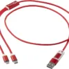 Versatile 5-in-1 Ladekabel mit Logo Rot – Ansicht 3