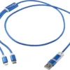 Versatile 5-in-1 Ladekabel mit Logo Royalblau – Ansicht 1