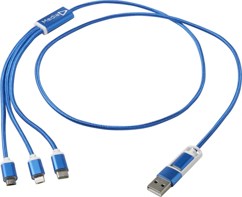 Versatile 5-in-1 Ladekabel mit Logo Royalblau