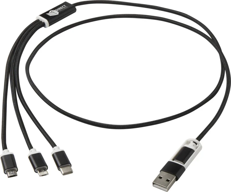 Versatile 5-in-1 Ladekabel mit Logo Schwarz