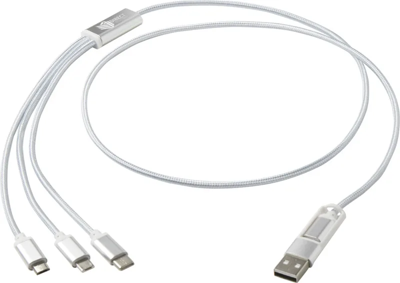 Versatile 5-in-1 Ladekabel mit Logo Silber