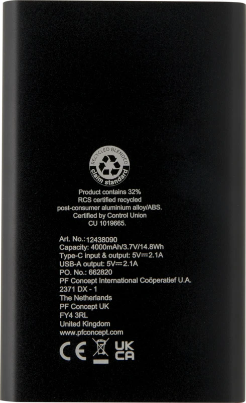 Pep Powerbank 4000 mAh mit Logo Schwarz