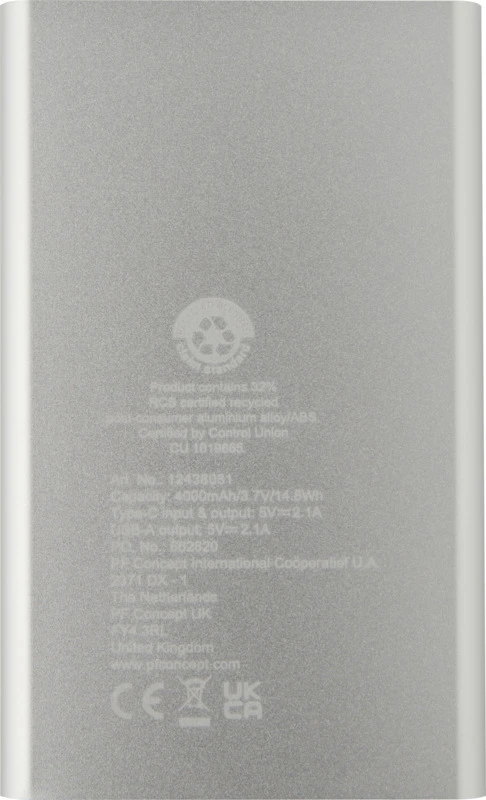 Pep Powerbank 4000 mAh mit Logo Silber