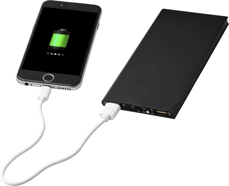 Plate Powerbank 8000 mAh aus Aluminium Schwarz