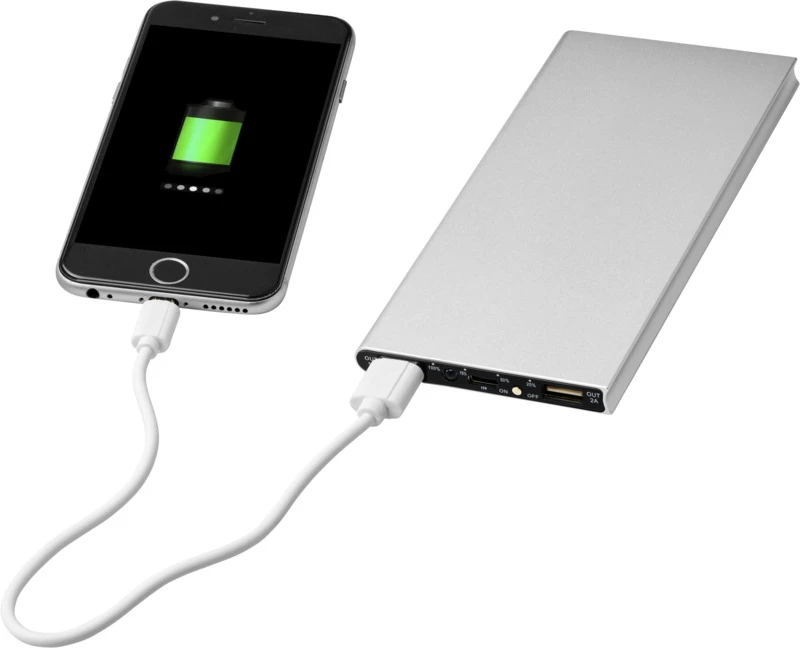Plate Powerbank 8000 mAh aus Aluminium Silber