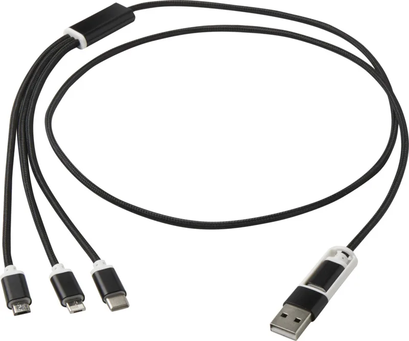 Versatile 5-in-1 Ladekabel mit Logo Schwarz