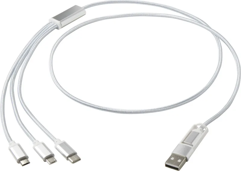 Versatile 5-in-1 Ladekabel mit Logo Silber